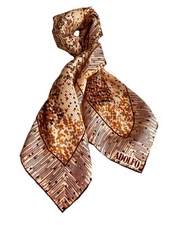 Adolfo Vintage 100% Silk Scarf  Gold Burgundy Made in Japan  Square 26” X 26”