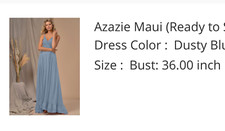 Azazie Maui Dress - Dusty blue, Size 8, NWT
