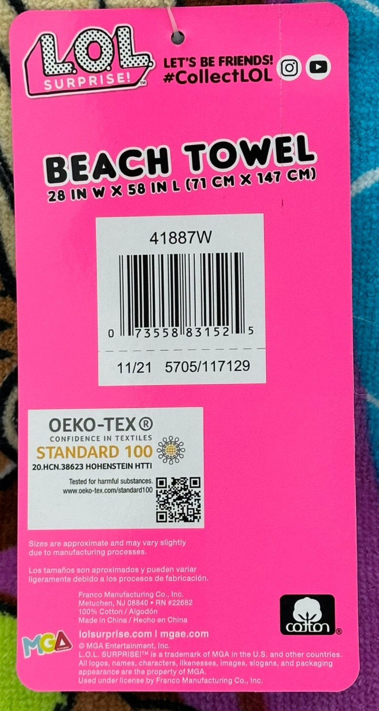 LOL Surprise! ~ Beach Towel 28in" X 58in" ~ 100% Cotton New!