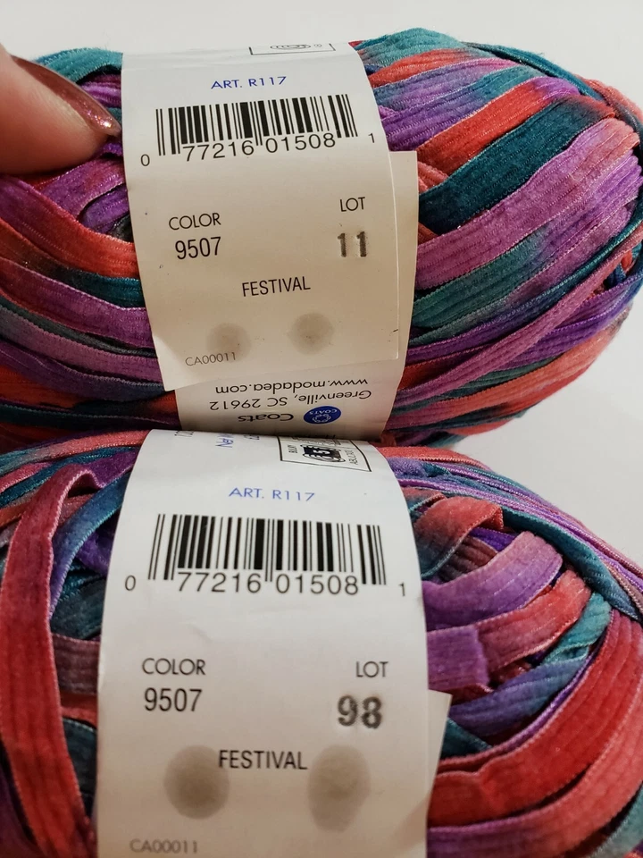 Moda-Dea Ticker Tape Lot of 2 Skeins 100% Nylon Multi Color Festival - Image 2 of 4