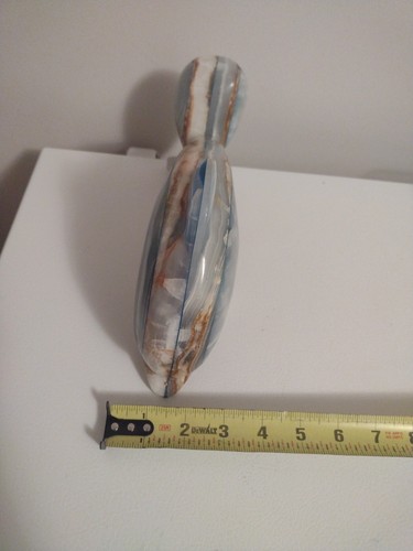 Vintage Carved Onyx Stone Statue Marble Dolphin Solid & Heavy 10" - Picture 11 of 11