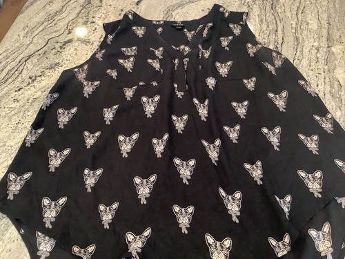 Torrid Black French Bulldog Frenchie Dog Print Sleeveless Shirt Tank Blouse 1 1X - Bild 2 von 7