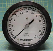 Weksler Royal 4 1/2" Pressure Gauge 0-60 PSIG, 1/4" NPT Back Connection