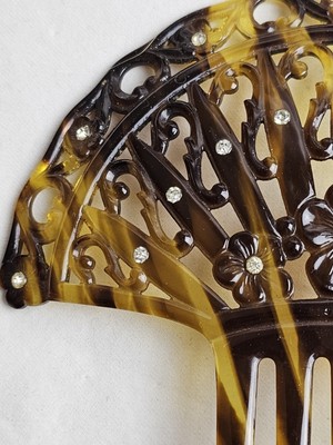 Vintage Faux Tortoise Shell and Rhinestone Celluloid Hair  display picture 3