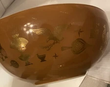 Vintage Pyrex Cinderella Bowl 4 Qt. Americana Brown And Gold 