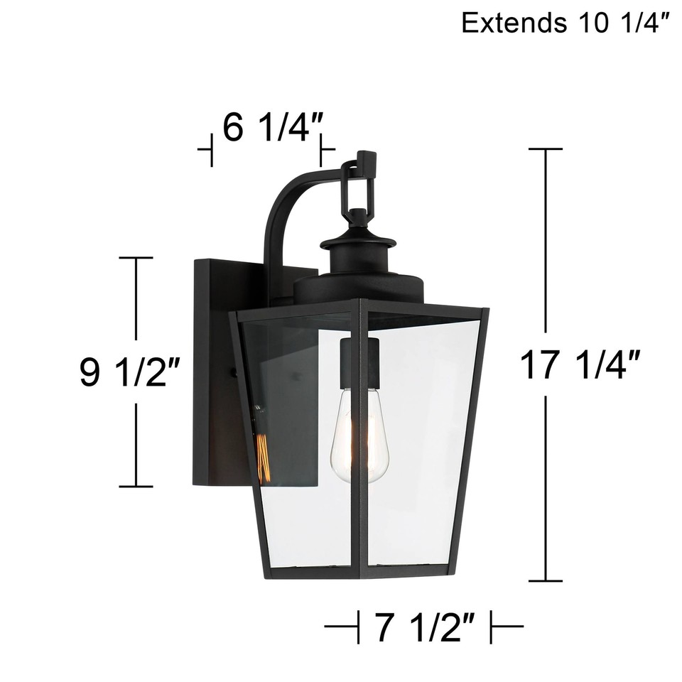 Ackerly Modern Outdoor Wall Light Fixture Textured Black 17 1/4" for