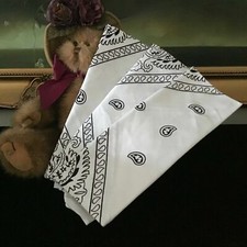 NEW LOT OF 3 100 Cotton Unisex Paisley Bandana Head Wrap Scarf WHITE USA SALLER