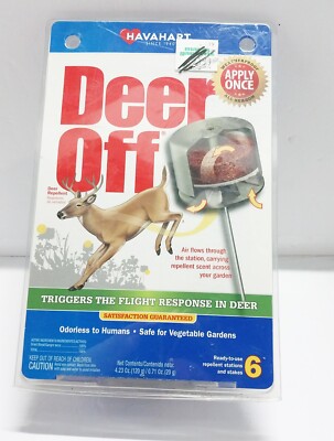 HAVAHART Deer Off  Deter Deer    Ready to Use 6 Stations and Stakes! Odorless (M