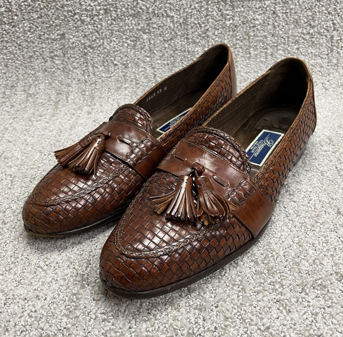 Italy Bragano Cole Haan Mens Size 13 N Brown Leather Woven Loafers Dress  Shoes | eBay