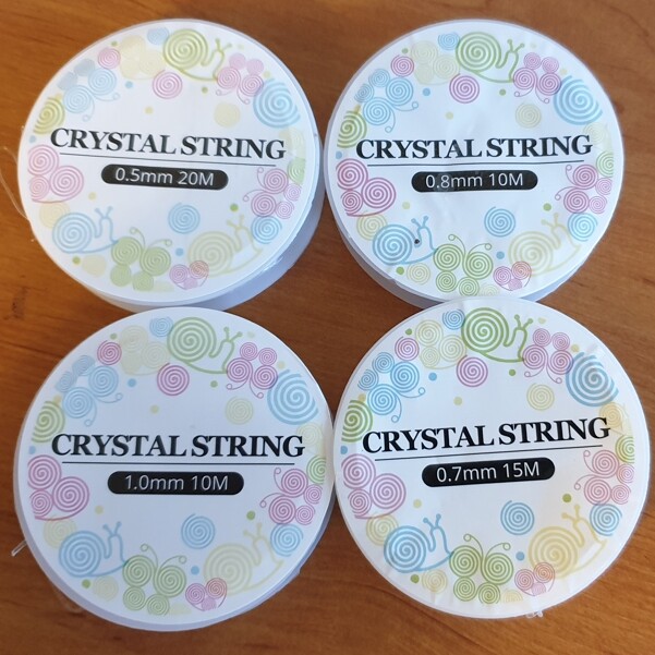 CORDÓN DE CUERDA DE CRISTAL ELÁSTICO CLARO Y NEGRO PARA JOYERÍA 0,5mm 0,7mm 0,8mm &1mm W3