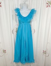 Vtg 60s Wide Leg Nylon Chiffon Lingerie Jumpsuit Romper Palazzo Hostess sz XS/S