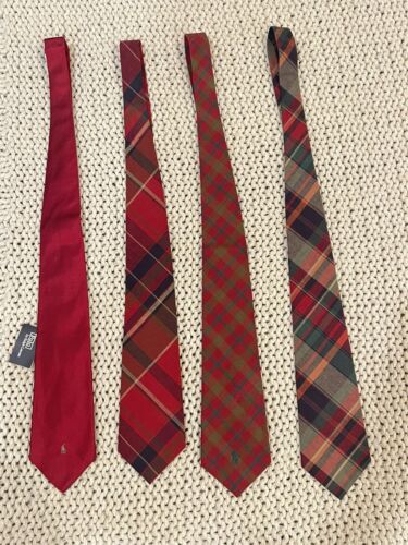 POLO VINTAGE RALPH LAUREN lot de 4 cravates fabriquées aux États-Unis - Photo 1 sur 13