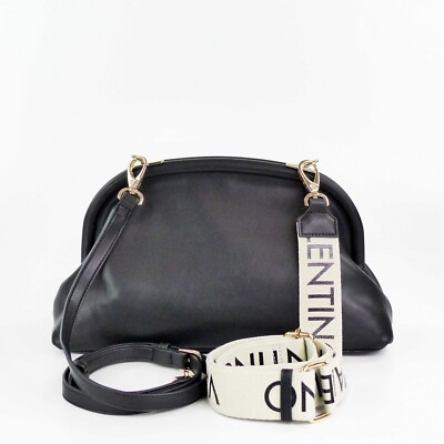 Sac à Épaule VALENTINO Frame Bag Noir (Nero) - Aluminium & Paillettes - Neuf Étiqueté