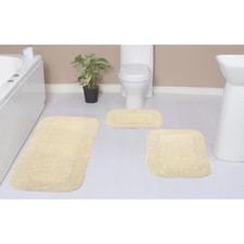 Radiant Collection 100 Cotton Bath Rugs Set, 3-Pcs Set with Runner, Ivory
