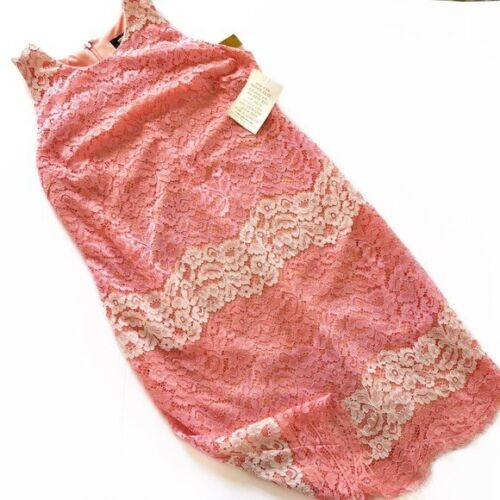 Alexia Admor Boston Proper Pink Lace Striped Sheath Dress Womens Sz 14 New