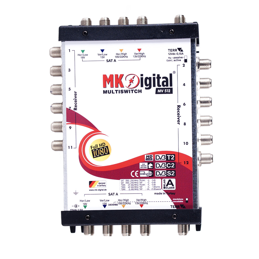 Thumbnail - Mk Digital Mv 512 Multischalter, Multiswitch Sat Verteiler 5 Auf 12