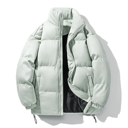Men's Winter Stand-up Collar Bread Cotton Puffer Warm Jacket Suede Zipper Coat- - Bild 4 von 17
