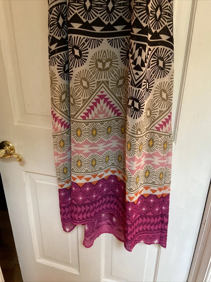 VESTIDO MAXI MUJER VIEJO AZUL MARINO NEGRO ROSA FIT & ACAMPANADO - TALLA PEQUEÑA Foto 2 de 4