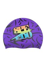 Speedo Electric Purple Silicone Printed Swim Cap Swimming Meet Waterproof Pool