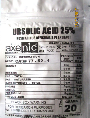 20 Grams Rosemary Extract, 25% Ursolic Acid（HPLC）Powder CAS 77 52 1