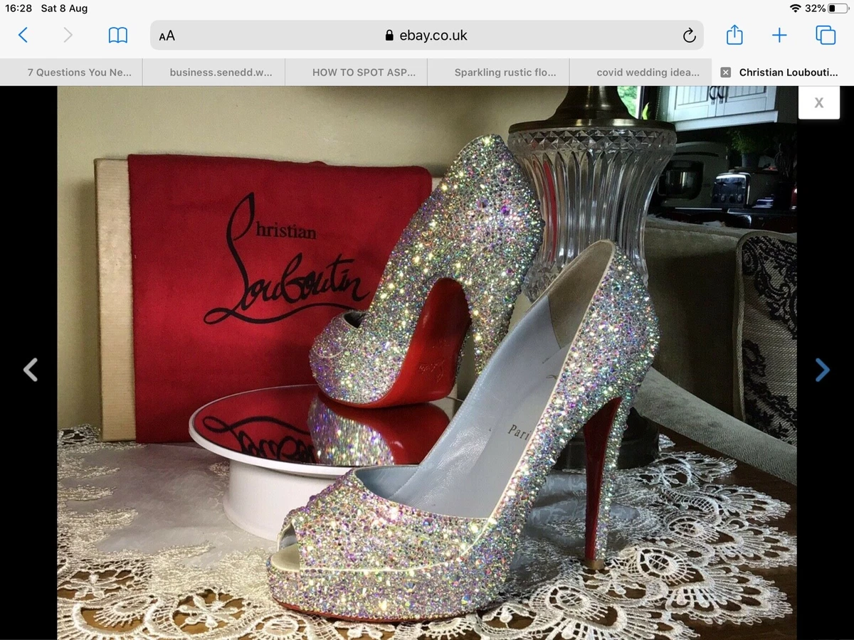 louboutin shoes wedding prom size 6 silver | eBay