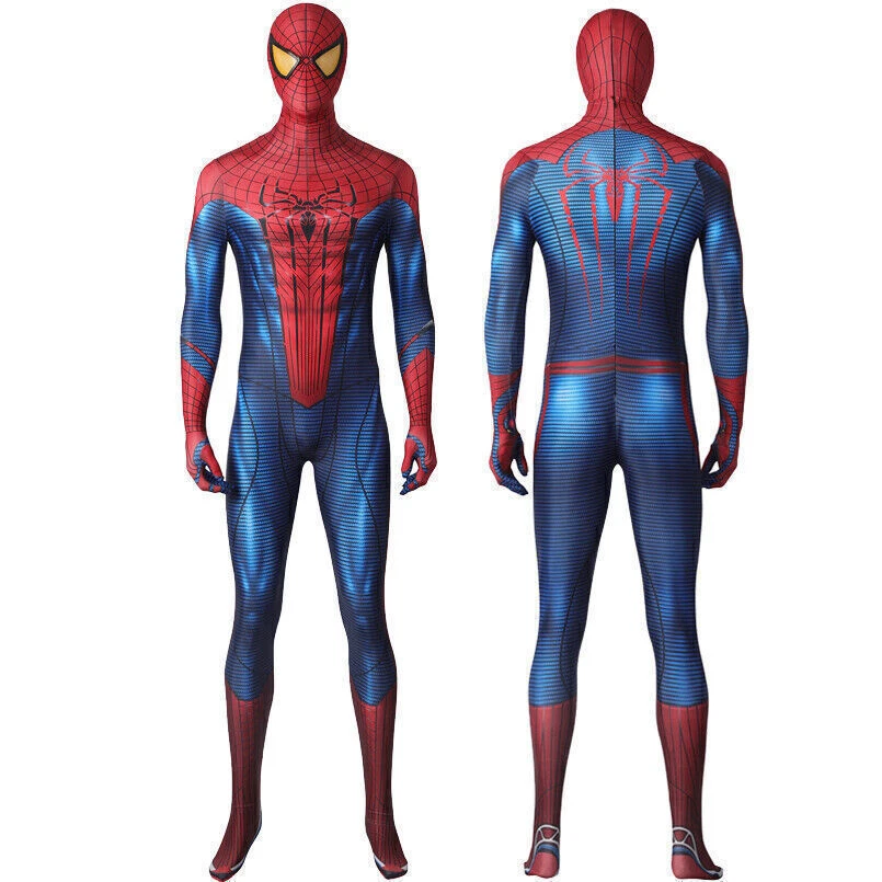 Spiderman Cosplay Spider Amazing Suit Jumpsuit bodysuit Hero Costume Men NEW - Image 2 of 4