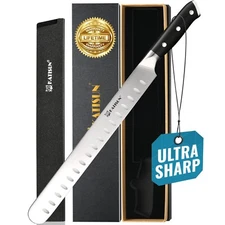 13 Inch Professional Damascus Steel Kitchen Round Tip Ham Slicing Knife