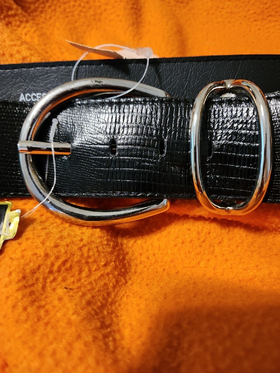 VTG Wide Belt Large Black Leather Accessories By Pearl USA 