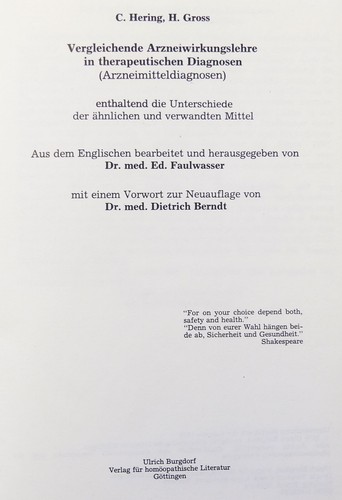 Hering/Gross: Vergleichende Arzneiwirkungslehre in therapeutischen Diagnosen - Bild 2 von 3