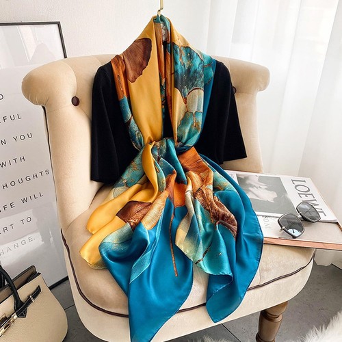 Silk Scarf 100% Mulberry Silk Fashion Scarves Long Lightweight Shawl Wrap - Picture 7 of 7