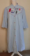 Vintage Smart Time Chambray Denim House Dress Womens sz S/M Snaps Grannycore
