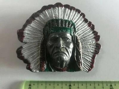 boucle de ceinture Leader Tribe_Made in USA_Amerindien_Native Buckle_vintage - Photo 1/2