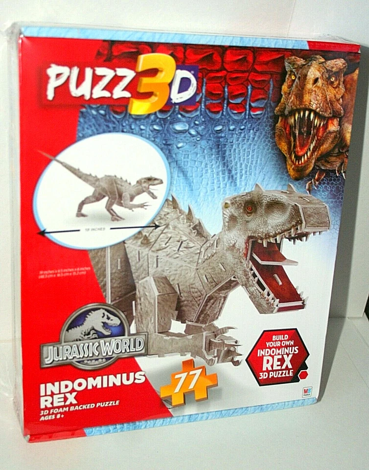 Jurassic Park 3D Foam Back Dinosaur Puzzle Indominus Rex New Sealed NOS 2016 - Image 2 of 2