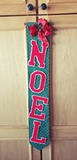 Noel Sign with Holly Christmas Decorations Needlepoint