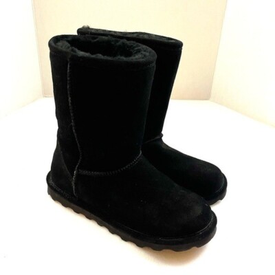 Bearpaw Black Elle Short Full Suede Sherpa Lined Rugged Sole