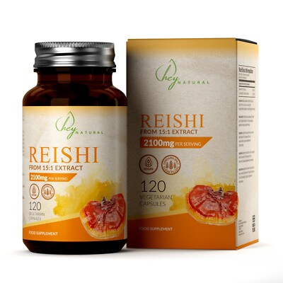 Reishi Pilzextrakt 15:1 | 2100mg pro Portion 120 Kapseln | Immununterstützung