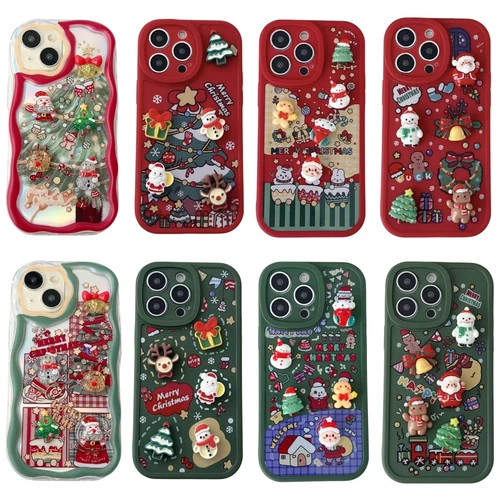 Custodia telefono 3D bella natalizia per Apple iPhone 7 8 X 11 12 13 14 15 16 - Foto 2 di 37