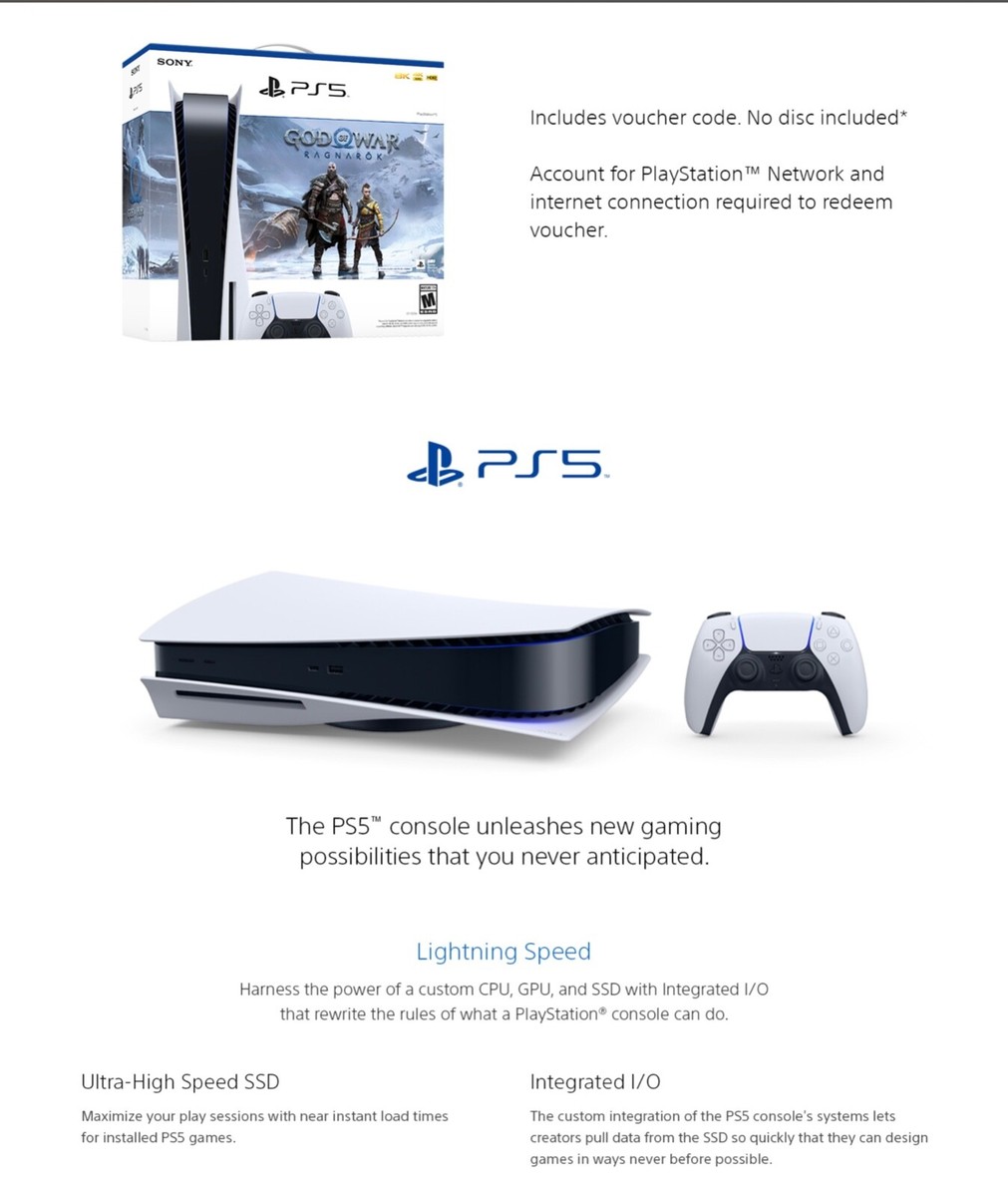 Brand New Sony PlayStation 5 Disc Edition Console God of War