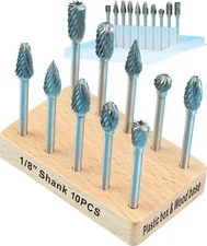 10Pcs 1/8" Shank Carbide Burr Bits Compatible with Dremel Bits Metal Grinding...