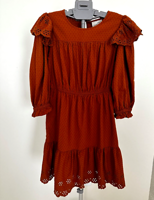 Universal Threads Prairie Style Orange Fall Dress Size Medium M Burnt Orange  | eBay