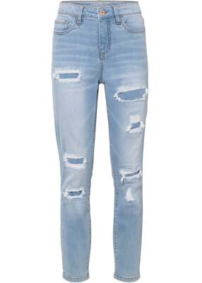 Super Skinny 7/8 Jeans Destroy Bio-Baumwolle Gr 38 Eisblau Denim Damen-Hose Neu*