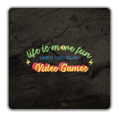 Videospiele Untersetzer Leben macht mehr Spaß Gamer Gaming Geschenk - 9 cm x 9 cm
