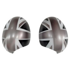 2x Spiegelkappen Union Jack Silber Schwarz Für Mini R55 R56 R57 R58 R59 R60 R61