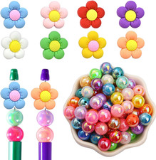 16Mm Acrylic Beads for Pens 48Pcs Silicone Focal Flower Beads for Beadable Pen