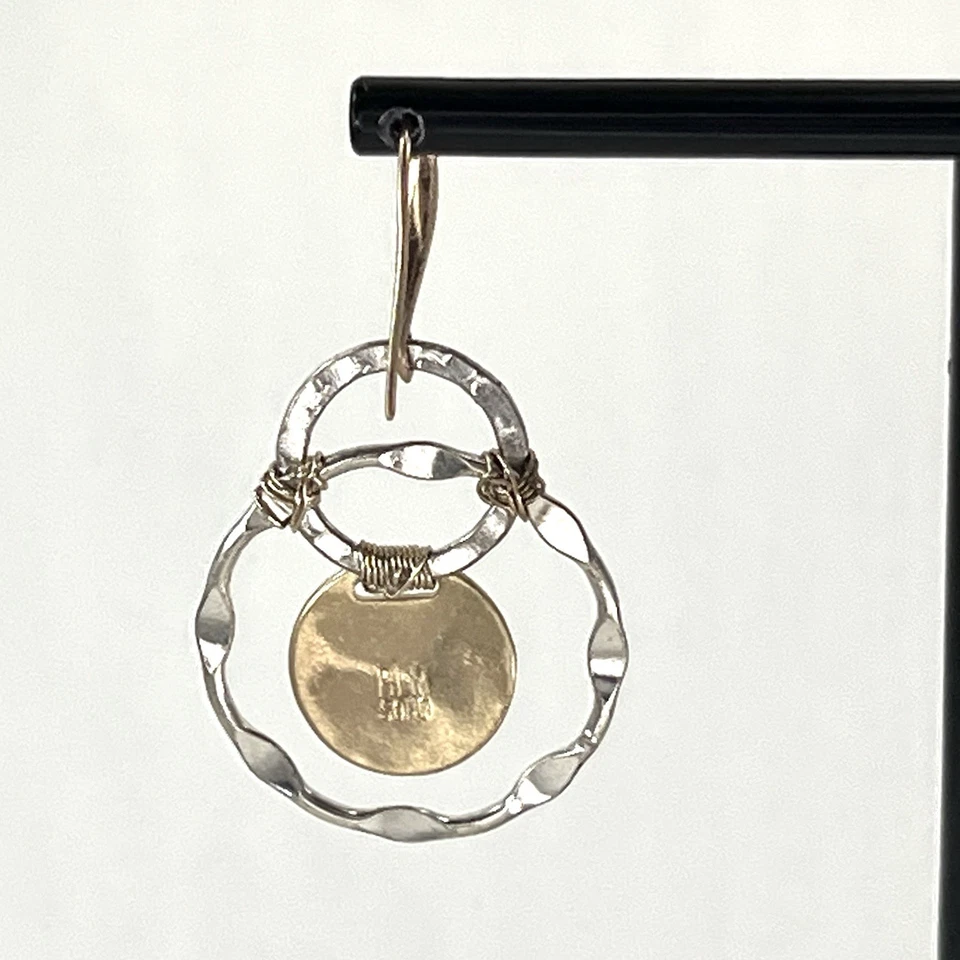 Robert Lee Morris RLM SoHo Silver Gold Tone Circle 2x1 inch Dangle Drop Earrings - Image 4 of 4