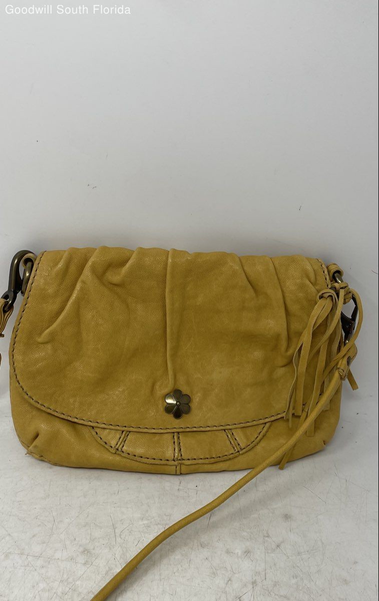 Lucky Brand Womens Yellow Detachable Strap Shoulder Crossbody Handbag