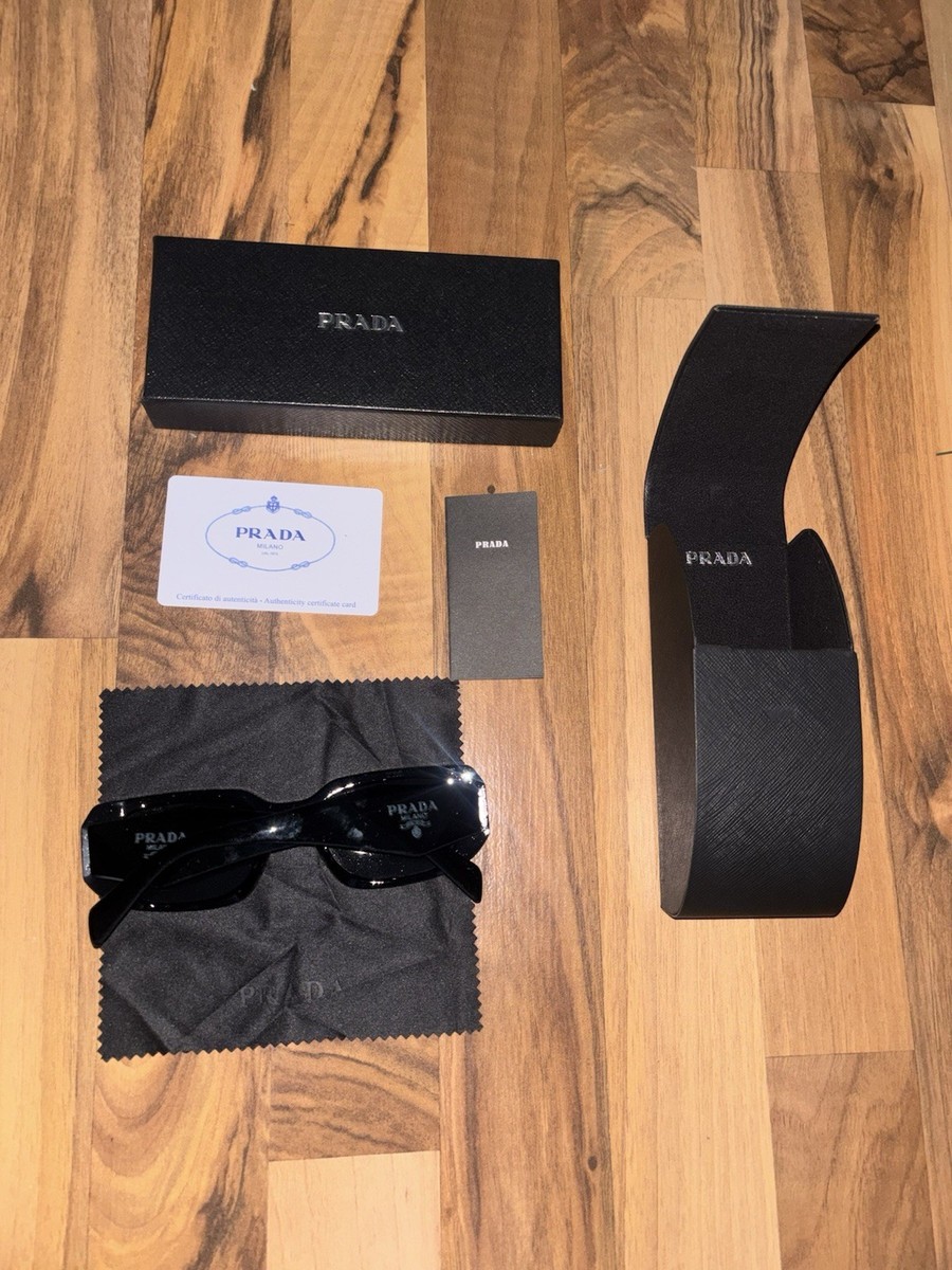 Prada Milano Men's Designer Rectangular Sunglasses Black Frame