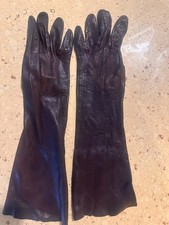 Vintage Kid Leather Women's Gloves Elbow Medium - Choc Brown - Size 6 - Italy