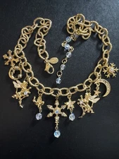 KIRKS FOLLY Choker Charm Necklace Gold Tone 16"