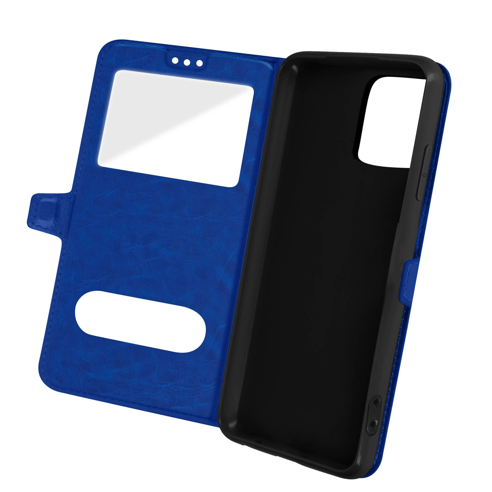 Coque iPhone 13 double fenêtre bleu idéale pour regarder vos séries en voyage